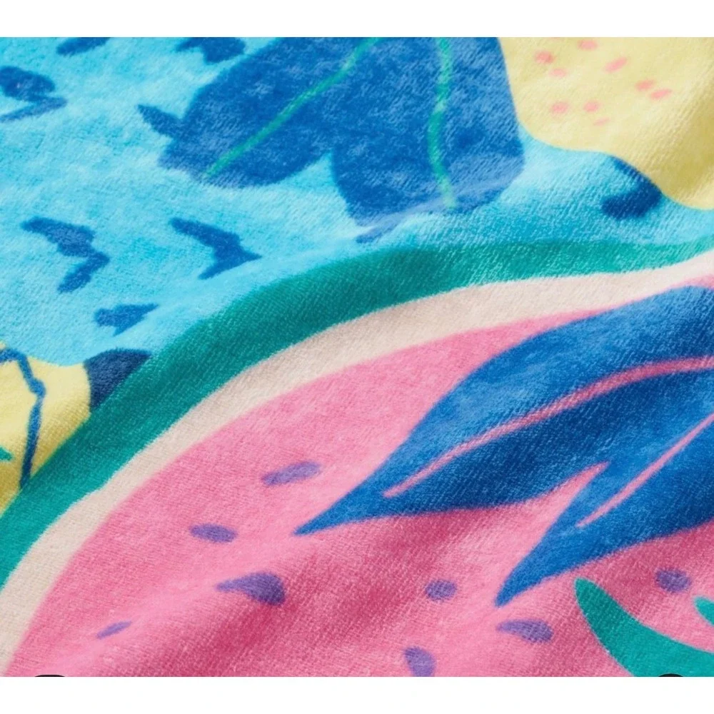 Sun Squad Tropical Fruit Beach Towel Pink Blue Cotton 32x62 NEW